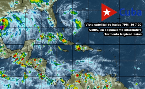 En el Caribe Oriental Isaias con amplia banda de nublados y lluvias. CMKC, Radio Revolución.