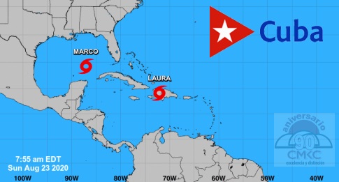Trayectoria más definida de la tormenta tropical Laura, rumbo hacia iente cubano. CMKC, Radio Revolución.