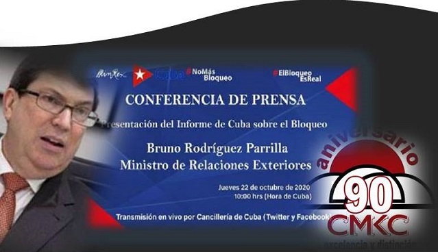 Presentación del canciller cubano Bruno Rodríguez sobre el impacto del bloqueo a Cuba.